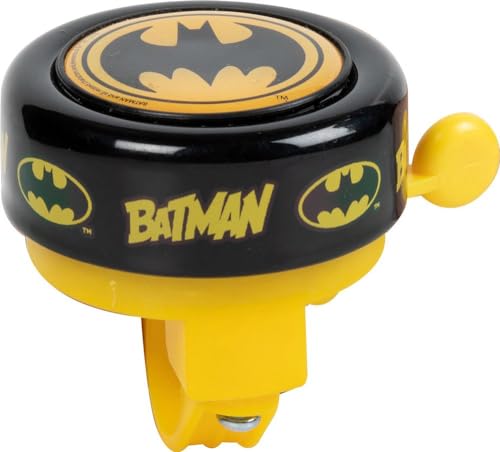 TataWay - Sonnette vélo Enfant Batman, Métal, Facile à Fixer, Graphismes DC Comics, Noir/Jaune, Taille Unique