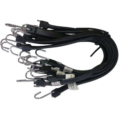 Kotap MBRS-21 Heavy-Duty EPDM Rubber Tie Down Bungee Cord with Crimped Metal S Hooks, Ideal for Securing Tarps, Canvases, 21-Inch, Black, 10 Count Cover