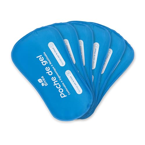 Bivea - Set de 6 grandes compresas de gel ergonómicas para el baño derivado - Crioterapia perineal - Beneficios del frío en el perineo - Formato grande para la noche, 6 unidades