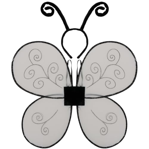 Funcredible Black Bug Wings & Antenna Headband Insect Costume Accessories for Adults Butterfly & Moth Costume Wear
