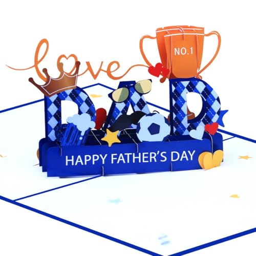 Tarjeta emergente 3D para el día del padre, diseño creativo con texto en inglés 'DAD', tarjeta de felicitación hecha a mano, perfecta para el día del padre