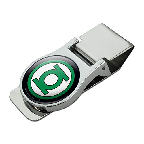 Green Lantern Logo Satin Chrome Plated Metal Money Clip