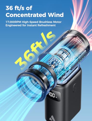 Image of Aecooly Mini Portable Fan with Power Bank, Powerful Handheld Fan, 36ft /s High Speed, [8.5H Max Cooling], 4 Speeds Detachable Modular, Personal Pocket for Summer, Travel, Gifts for Women-Black