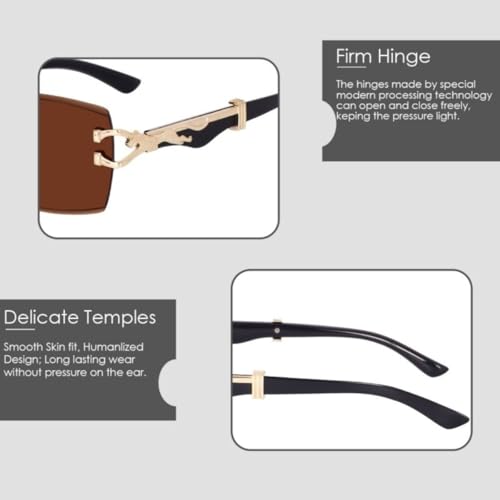 Image of Rimless Rectangle Sunglasses for Men, Frameless Sunglasses for Men with Sleek Metal Temples, Lightweight Premium Eyewear for Modern Retro Fashion Styling.