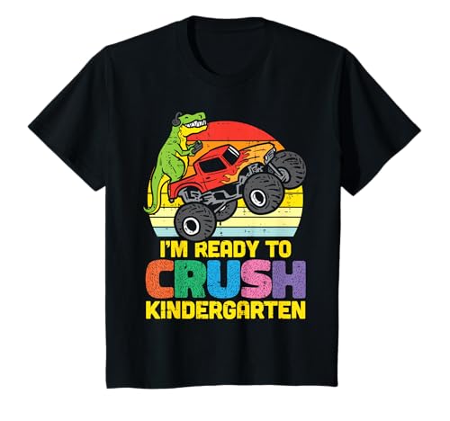 Bambino Im pronto a schiacciare asilo Trex Dino Monster Truck Boys Maglietta