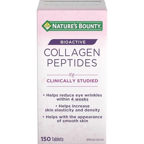 NATURE’S BOUNTY Collagen Peptides, Bioactive, Helps Reduce Eye Wrinkles Within 4 Weeks, Helps Increase Skin Elasticity & Density, Helps With The Appearance Of Smooth Skin, Tablets, 209 g