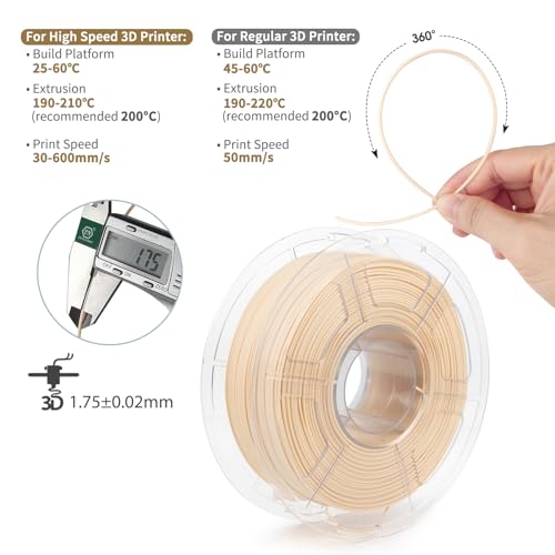 Image of iSANMATE High Speed PLA 3D Printer Filament, Matte Light Brown Beige PLA Filament 1.75mm Designed for High Speed 30-600mm /s, Fast Printing Speed PLA, Dimensional Accuracy ±0.02mm, 1kg Spool (2.2lbs)