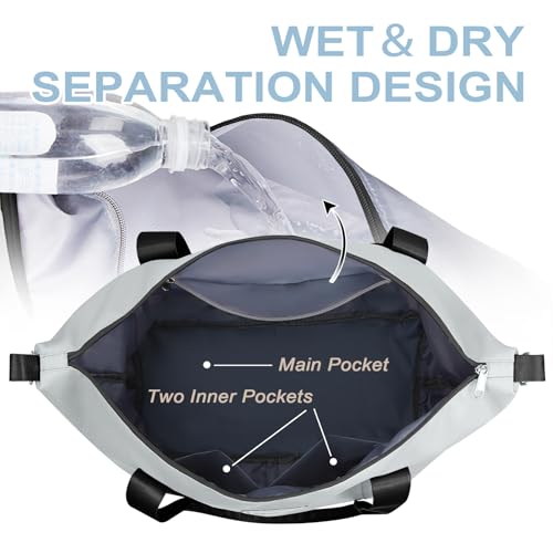 WOOMADA Weekender Bag for Women Travel, Overnight Bag with Shoe Compartment,Personal Item Travel Bag with Toiletry Bag(black&grey)4