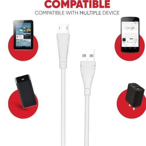 Image of Drumstone (𝐒𝐩𝐞𝐜𝐢𝐚𝐥 𝟏𝟓 𝐘𝐞𝐚𝐫𝐬 𝐖𝐚𝐫𝐫𝐚𝐧𝐭𝐲 2 Meter USB to Micro USB Cable | Fast Charging up to 2.4A & Data Sync | Long Micro USB Charging Cable for Android Phones, Power Bank