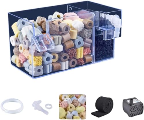 外部壁掛け式水槽フィルターボックス 小型水槽専用上部フィルター 外掛けフィルター 消音効果(ろ過材、ウォーターポンプを除く) 物流濾過および生化学濾過チャンバー付き 特に小魚、稚魚に適しています (S)