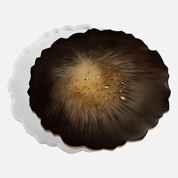 MGS CRAFT VIBES (8 inch) Siliconee Resin Tray Mold, Zig Zag Round Dish Mold Serving Tray with Edge, Circle Plate Epoxy Resin Casting Mold for DIY Faux Agate Tray, Serving Board, Coaster, Home Decor. 3