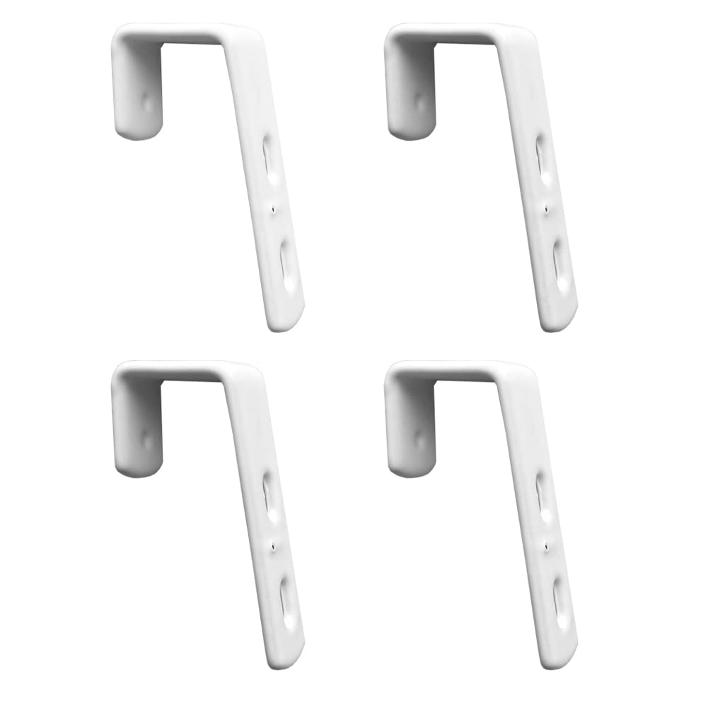 Mewuthede 4pcs Iron Bunk Bed Ladder Brackets, PVC Coated Stainless Steel Angled Ladder Hooks Heavy Duty Hardware Utility Hook Loft Bed Hanger (White)
