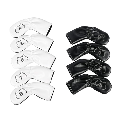 Couvre-clubs de golf étanches lot de 9 protections de club de golf en similicuir