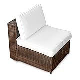 XINRO (1er Polyrattan Lounge Sessel - Mittelteil - Gartenmöbel Polyrattan Sessel - durch andere Polyrattan Lounge Gartenmöbel Elemente erweiterbar - In/Outdoor - handgeflochten - braun