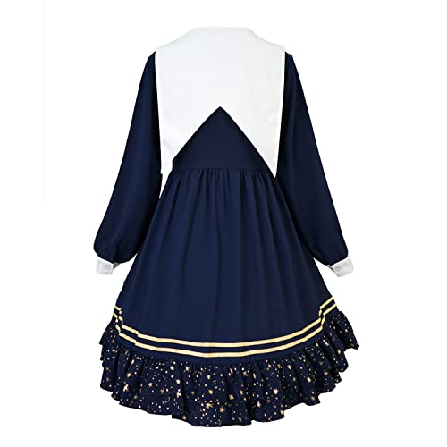 Teens' Kawaii Japanese Style Casual Princess Dress Sweet Embroidery Long Sleeve A-Line Short Dress Blue2
