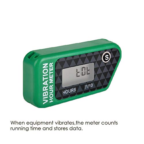 Jayron JR-HM016B LCD Wireless Digital Hour Meter Gauge Vibration Activated,Waterproof Design,for All Vibrating Machine,Air Compressor,Generator,Jet ski,Lawn Mower, Motorcycle,Chainsaw