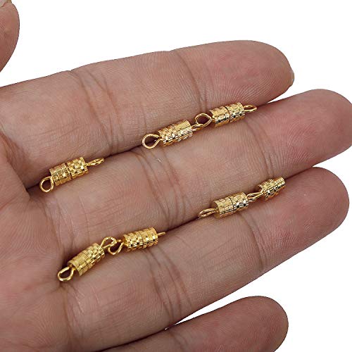 Zoenhou 300 Sets 14 X 3 Mm Barrel Screw Clasps For Jewelry Making Gold Silver Platinum Plating Copper Necklace And Bracelets Connector Fastener For Diy Jewelries, 100 Pcs For Each Color #TOP2