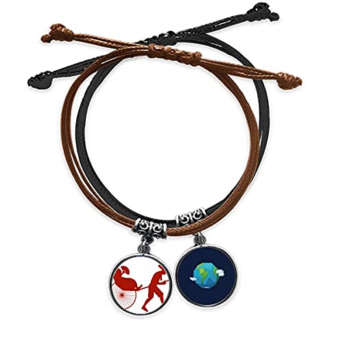 Pulsera Jinrikisha china con silueta cultural, el regalo ideal de cuero y cuerda
