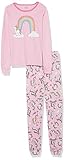 The Children's Place Girls' Long Sleeve Top and Pants Snug Fit 100% Cotton 2 Piece Pajama Set, Unicorn Sparkle Pink