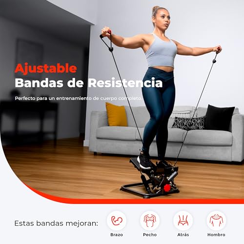 Sunny Health & Fitness Mini Steppers for Exercise at Home, Stair Step Workout Machine, Full Body Cardio Equipment, with Optional Free SunnyFit App Connection and Resistance Band - Image 5