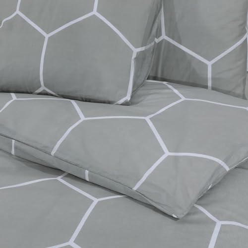 Iiaky DU Vet Cover Set Grey 260x240 cm Cotton-Bedding DU Vet Cover,Soft Microfibre Polyester,Bedding Quilt Cover Set,with Pillow cases - Image 5