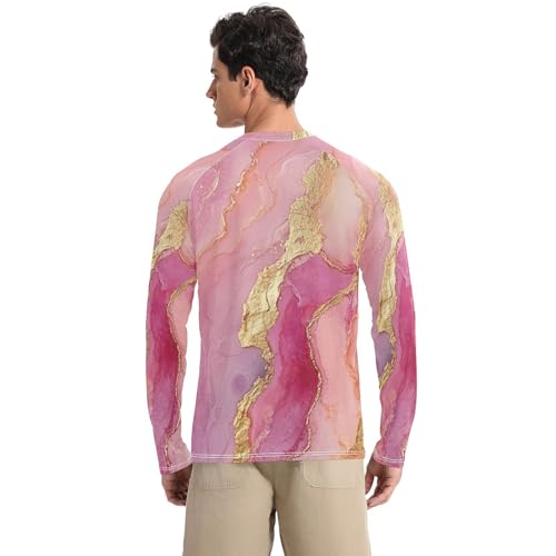 Marble Rose Gold Hot Pink Shirts Summer UPF 50+ Classic Crew Neck Round Neck UV Sun Protection Running2