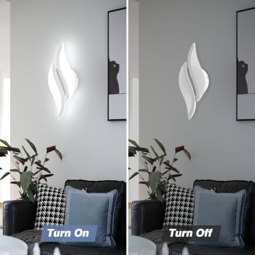 Image of CANEOE Modern LED Wall Sconce 6000K White Indoor Wall Light Fixtures Acrylic Wall Sconce Lighting for Living Room Bedroom Bedside Bathroom Hallway Stairway Wall Lamp (White, 1 Pack,6000K)