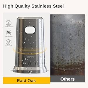 East oak anti rust 50000 btu patio heater for outdoor use with double layer stainless steel burner square round table design and wheels propane patio heater for home and commercial stainless steel  urban country home decor