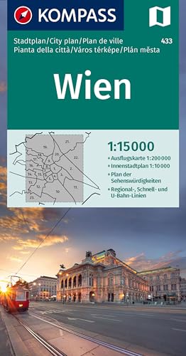 KOMPASS Stadtplan Wien 1:15.000: Innenstadt 1:10000. Ausflugskarte 1:200000