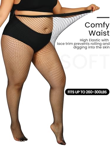 Plus Size Fishnet Tights Mesh Stockings Woman's Pantyhose Hosiery High Waist-Medium Mesh3