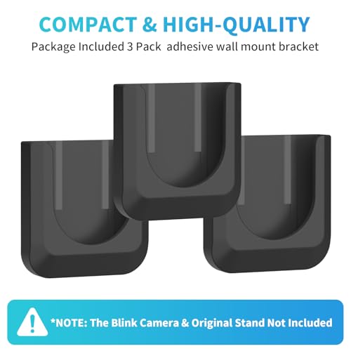 Image of Blink Mini 2K+ No Drill Wall Mount Bracket for Blink Mini 2K+ Indoor Camera,No Screw Adhesive Camera Mount for Indoor Outdoor Camera 3Pack (Camera Not Included) Black