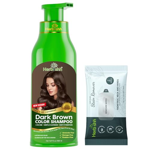 Herbishh Hair Color Shampoo for Gray Hair Dark Brown 500 ML + Stain Remover Wipes - Travel Pack With 5 Wipes image 4