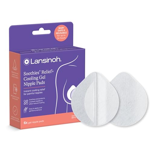 Lansinoh Soothies Cooling Gel Nipple Pads Reusable Hydrogel Pads for New Moms Soft & Gentle Breastfeeding Essentials 6 Count