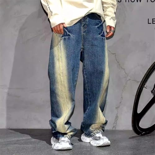 Men’S Streetwear Cargo Skateboard Straight Leg Denim Pants Slim Fit Full Length Button Fly Midweight Light Wash Jeans4