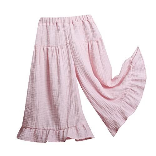 Betadog Girls Wide Leg Pants Kids Elastic Waist Trousers 5-14 Years Cargo Jeans for Girls, Boys Girls Baggy Jeans