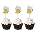 Unimall 24 Pezzi Boccale di birra Cupcake Toppers Glitter oro Cupcake Raccoglie Vino Hawaii Tema Matrimonio Compleanno Decorazione per feste