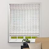 ARLO BLINDS Sheer Bamboo Roman Shades with Valance - Whitewash, 28.5
