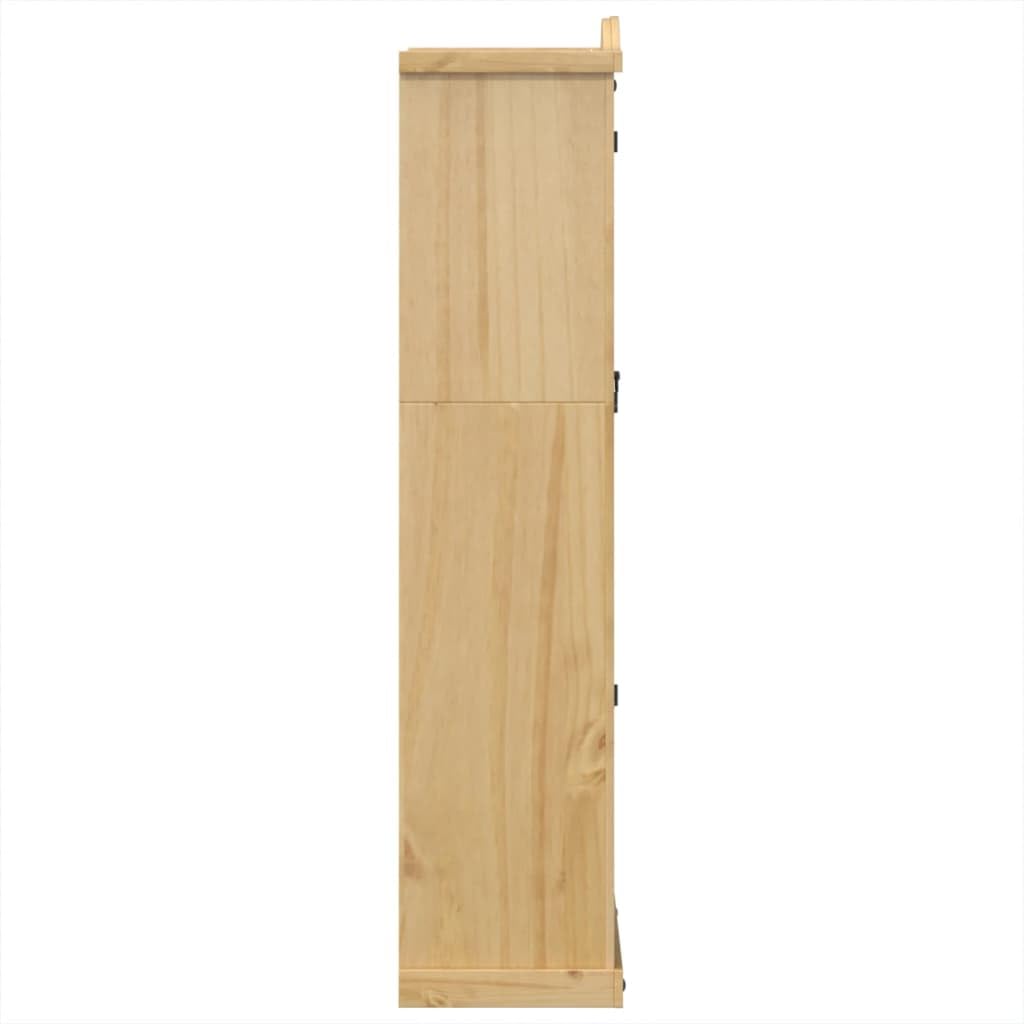 vidaXL Armario con Vitrina Corona Madera Maciza Pino 99x43x187 cm, Mueble Vitrina, Armario Expositor, Armario Cristal, Vitrina