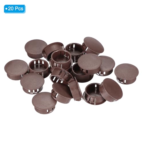 Image of PATIKIL 20Pcs 1 inch Hole Plugs, 1 inch /25mm Plastic Hole Plugs, 20Pcs Flush Type Round Hole Plugs Cover Snap in Locking Hole Tube for Table Kitchen Cabinet Furniture, Dark Brown