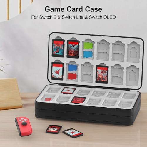 Image of QuoLumPIA 72 Nintendo Switch 2 Game Case - for Switch /OLED /Lite Game Cartridges storage with 72 Game Card & 120 Micro SD Card Slots, Black, Hard Shell, Silicone Lining, Magnetic game card holder