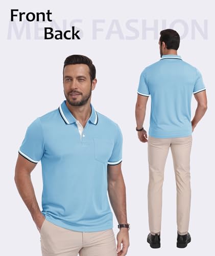 Image of ZITY Men Polo Shirts Short Sleeve with Pocket Golf Polo Wicking Shirts for Men Casual Collared T-Shirts