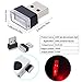 Febrytold 2 Pcs Red Universal Mini USB LED Car Interior Ambient Atmosphere Lights for Car Interior Trunk Ambient Atmosphere