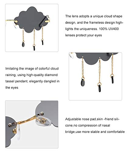BOJOD Rimless Cute Sunglasses For Women Trendy Vintage Creative 90s Sunglasses Funny Cloud Shaped Disco Glasses4