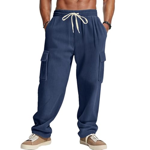 Mens Linen Pants Summer Casual Wide Leg Trousers, Lightweight Breathable Loose Fit with Drawstring Waist,Comfy Linen Trousers3