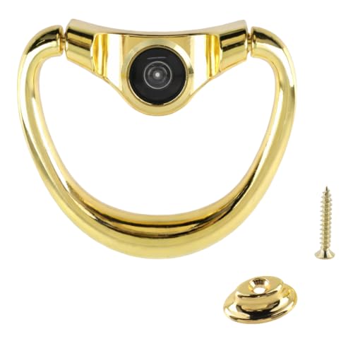 Semetall Aldaba y visor de puerta – Mirilla de 180°, se adapta a puertas de 2 a 2-3/4 pulgadas, dorado (3.8 x 3.4 pulgadas)