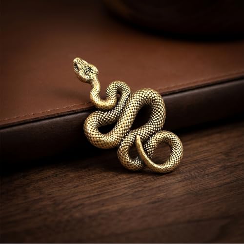 Estatua de serpiente de latón, pack 2 mini cobras metálicas miniatura 6