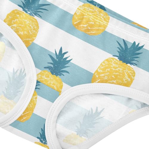 Wusikd Cute Yellow Pineapples Girls' Underwear Cotton Blue White Striped Girls Briefs Soft Toddler Underwear 2T4