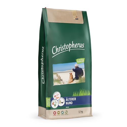 Christopherus Senior, Vollnahrung für den älteren Hund ab dem 6. Lebensjahr, Trockenfutter, Geflügel, Lamm, Ei, Reis, Krokettengröße ca. 1 cm, Älterer Hund, 12 kg