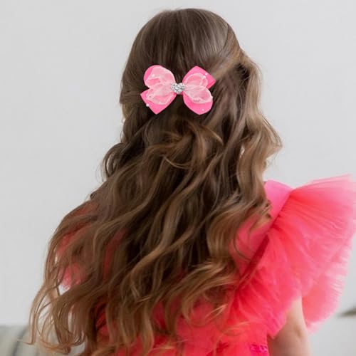 Kiszu 4.5 Inch Big Heart Hair Bows Clips miniatura 3