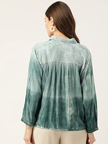Image of Maaesa - Women Handcrafted Tie-Dye Rayon Shirt | Casual & Office Wear | Relaxed Fit | Long Sleeve | Breathable & Lightweight Fabric